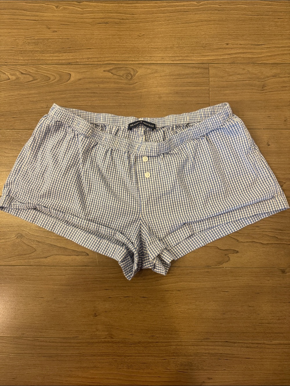 Brandy Melville Blue and White Gingham Shorts